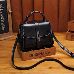 Small Square Women Shoulder Bags Lock Solid PU Leather Messenger Bag