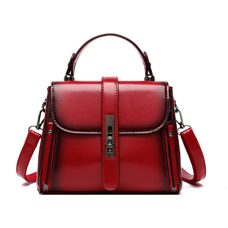 Small Square Women Shoulder Bags Lock Solid PU Leather Messenger Bag
