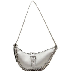 Thick Chain Saddle Shoulder Bag PU Leather Handbag Crossbody Bag