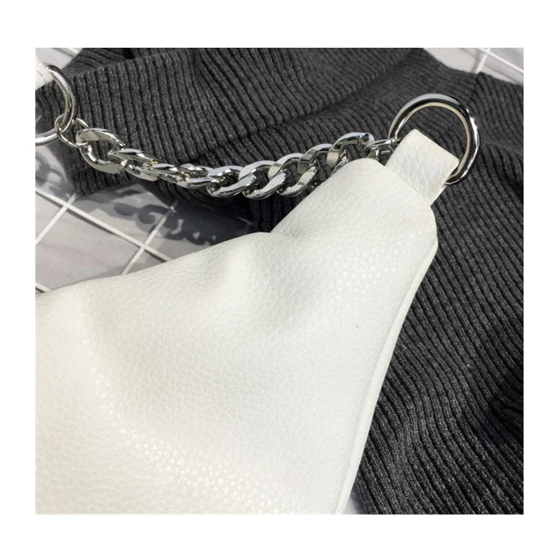 Small Waist Pack PU Leather Chest Bag Belt Bag Handbag Women Shoulder Chain