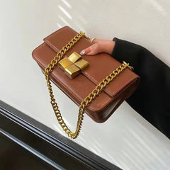 Small Women Bags Chain Shoulder Bag Solid Stitching Bag Mini Square Bag