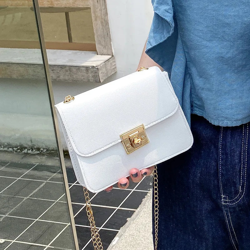 Small Women Handbags Chain Shoulder Bag PU Mini Clutch Purse