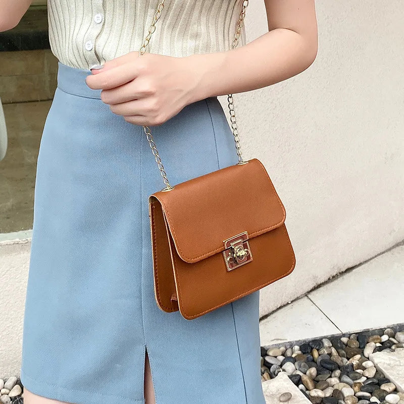 Small Women Handbags Chain Shoulder Bag PU Mini Clutch Purse