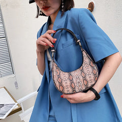 Snake Print Underarm Bag PU Leather Shoulder Clutch Purse Tote