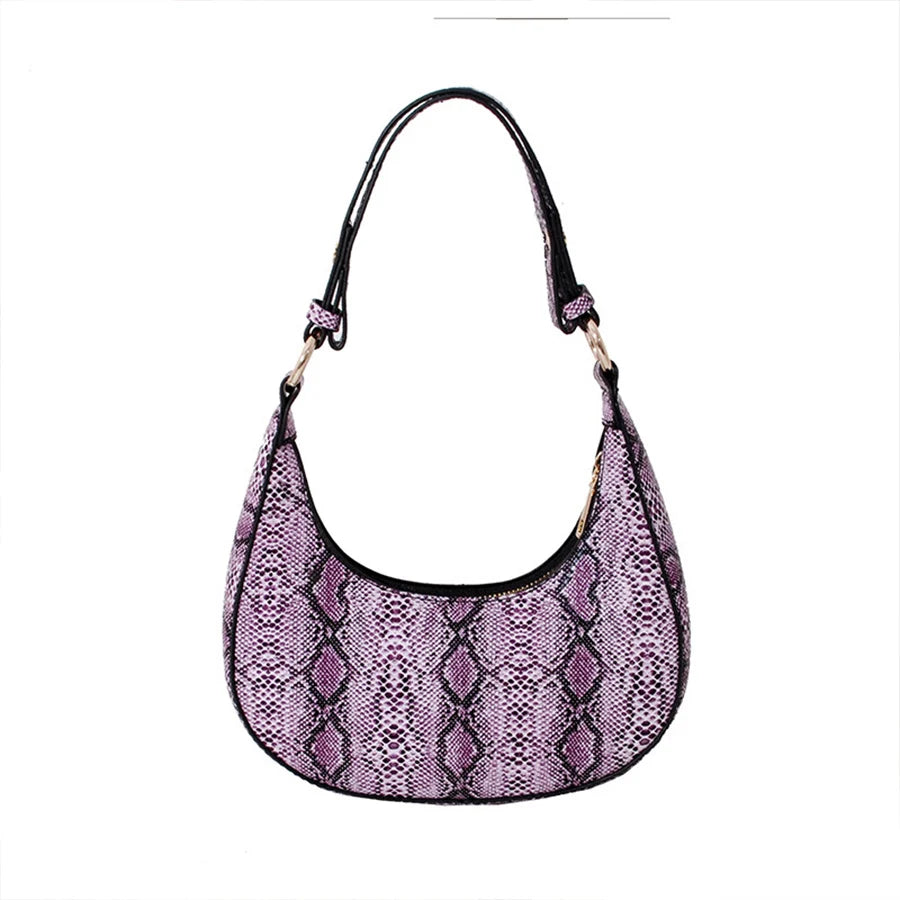 Snake Print Underarm Bag PU Leather Shoulder Clutch Purse Tote