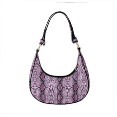 Snake Print Underarm Bag PU Leather Shoulder Clutch Purse Tote