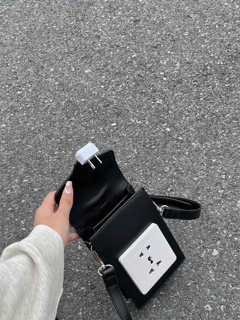 Socket Women Shoulder Bag Small Square Crossbody Bag PU Leather Female Purse Han