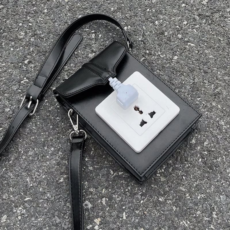 Socket Women Shoulder Bag Small Square Crossbody Bag PU Leather Female Purse Han