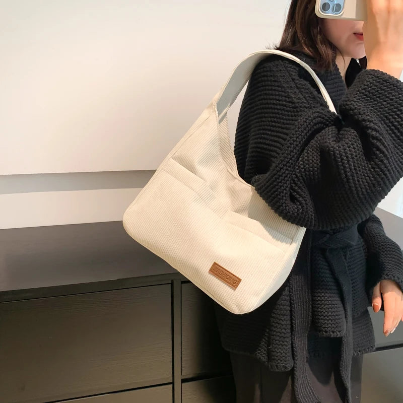 Women's Soft Corduroy Shoulder Messenger Bag