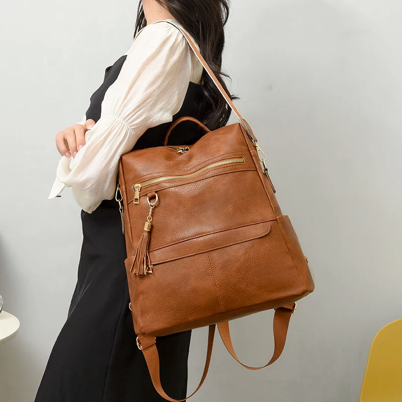 Women's Soft PU Leather Backpack Shoulder Bag Casual Travel Ladies Bag