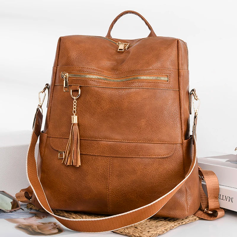 Women's Soft PU Leather Backpack Shoulder Bag Casual Travel Ladies Bag