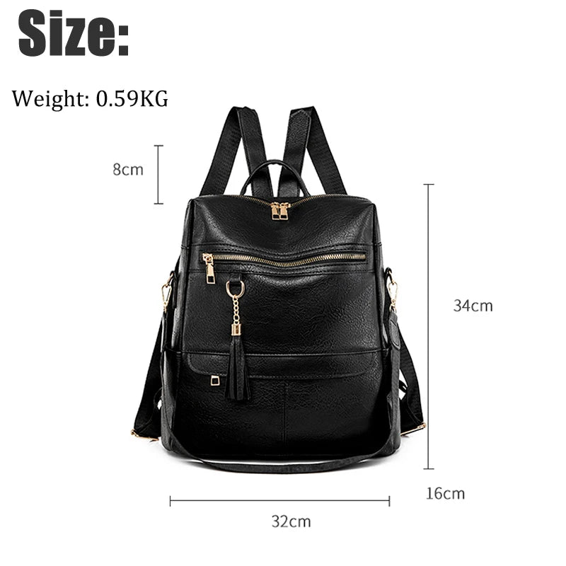 Women's Soft PU Leather Backpack Shoulder Bag Casual Travel Ladies Bag