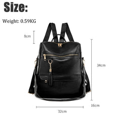 Women's Soft PU Leather Backpack Shoulder Bag Casual Travel Ladies Bag