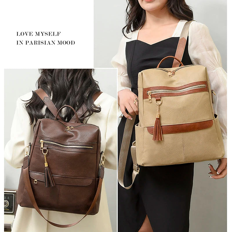 Women's Soft PU Leather Backpack Shoulder Bag Casual Travel Ladies Bag