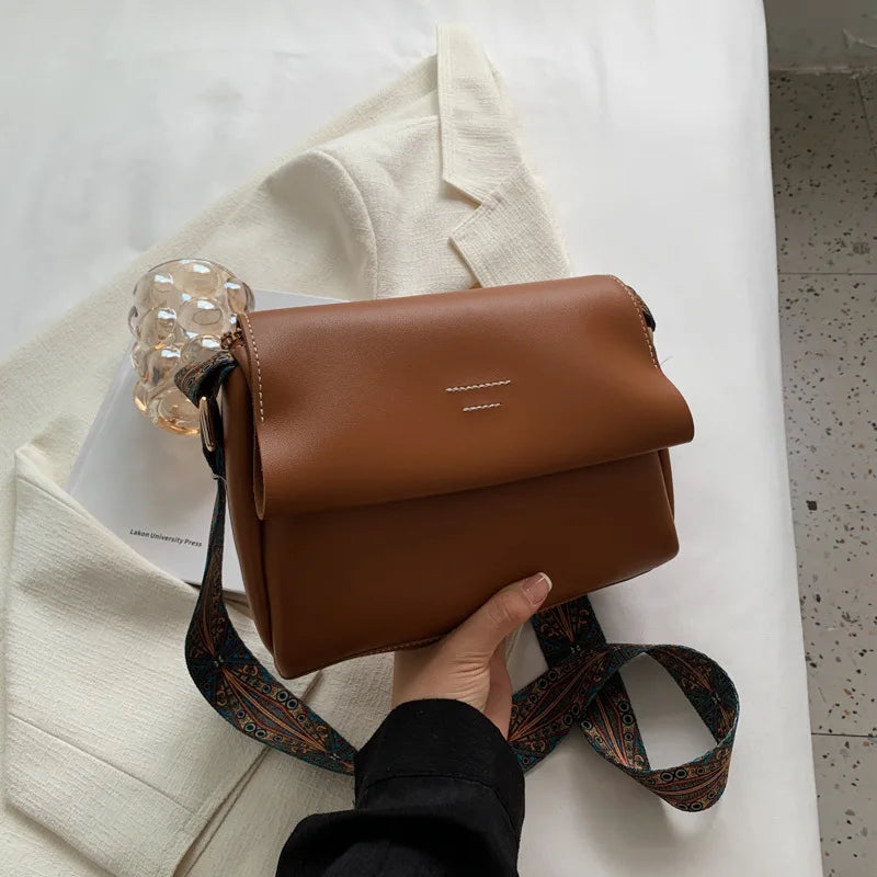 Soft PU Tote Crossbody Bag Square Shopper Purse Clutch