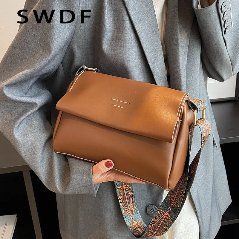 Soft PU Tote Crossbody Bag Square Shopper Purse Clutch
