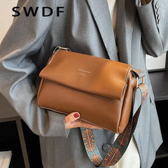 Soft PU Tote Crossbody Bag Square Shopper Purse Clutch