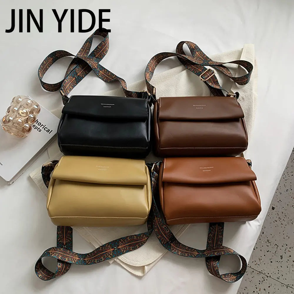 Soft PU Tote Wide Strap Crossbody Bags for Women