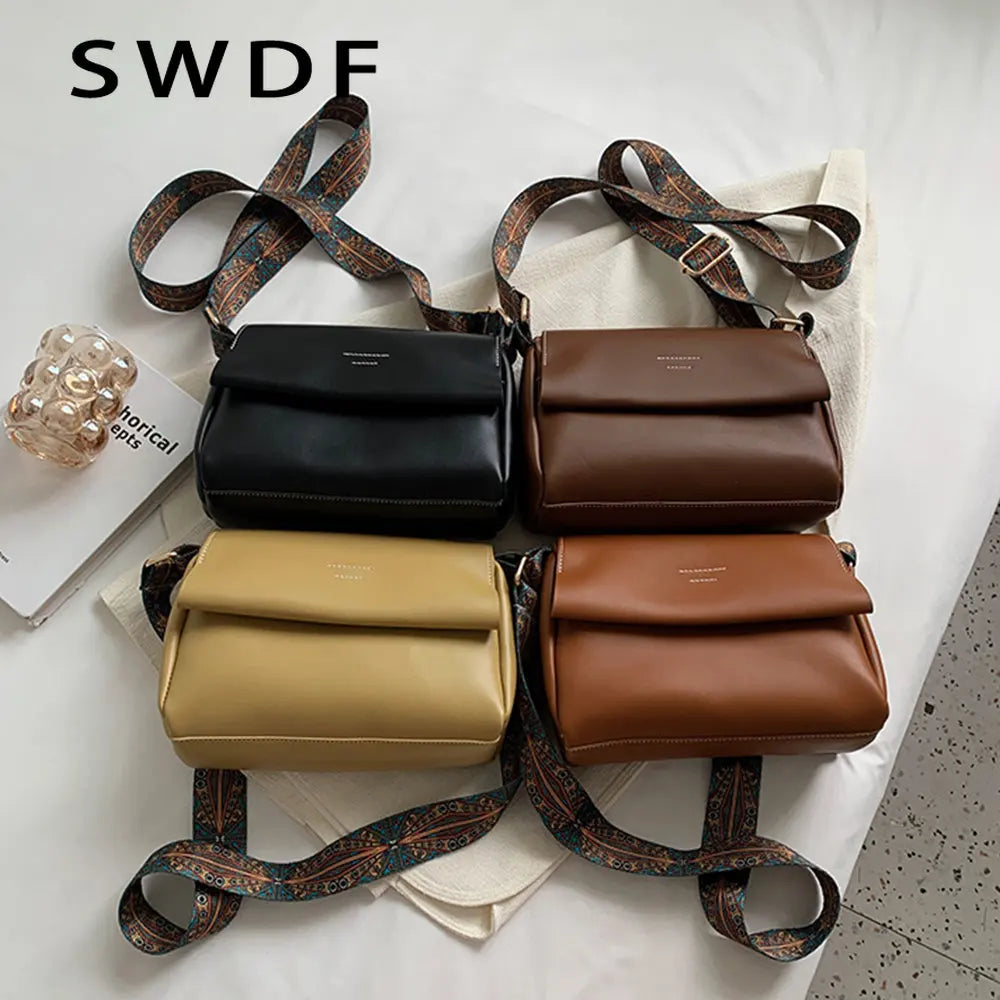 Soft PU Tote Crossbody Bag Square Shopper Purse Clutch