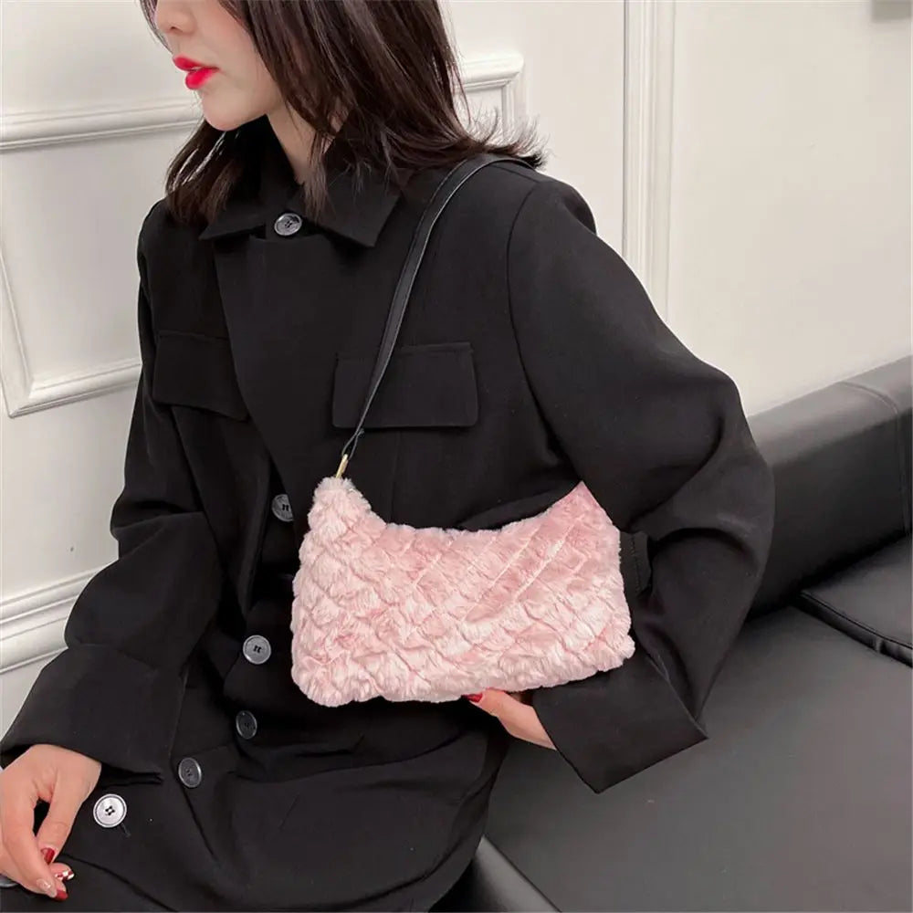 Soft Plush Shoulder Bags Casual Totes Underarm Bags