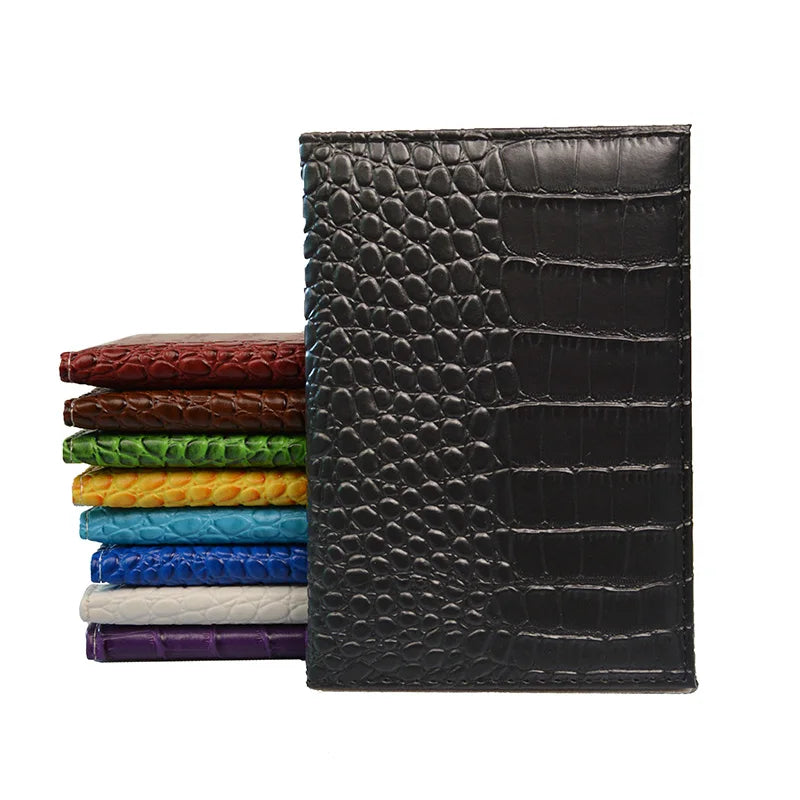 Crocodile Grain PU Leather Passport Holder Blank Cover Wallet