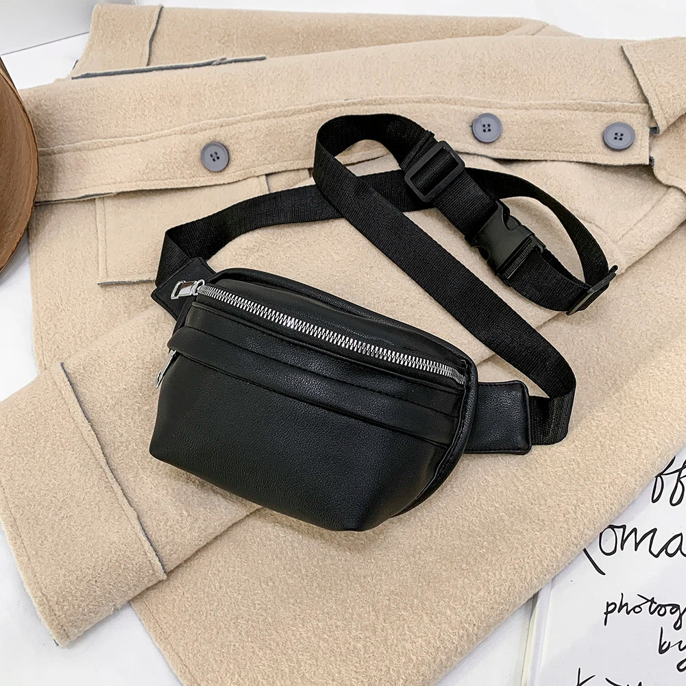 Solid Chest Fanny Bag Women Street Waist Bags Female Belt Crossbody Packs