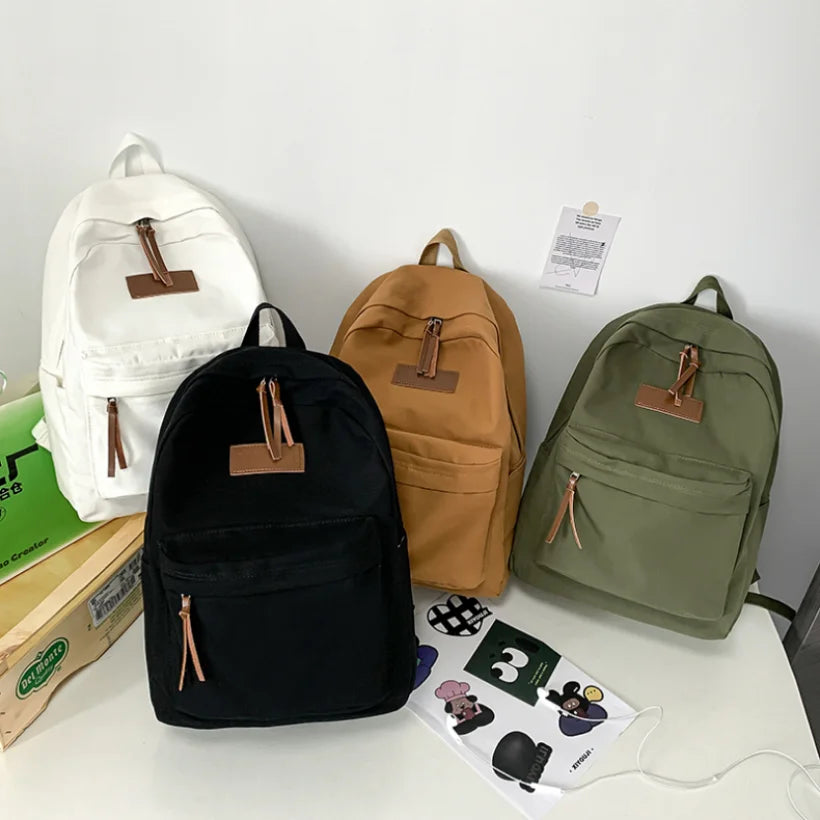 Canvas College Student Schoolbag for Teen Girls Boys Bookbag Unisex Travel Bag B