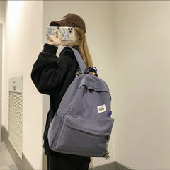 Solid Canvas Backpack Men Laptop Backpacks Teenage Girls School Bag