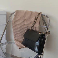 Women's Leather Chain Shoulder Bag Solid Crossbody Satchel