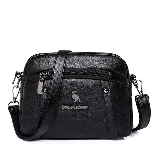 Rivet Shoulder Messenger Bag Women Leather Crossbody Purse
