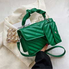 Women's Solid PU Leather Crossbody Shoulder Bag with Purse