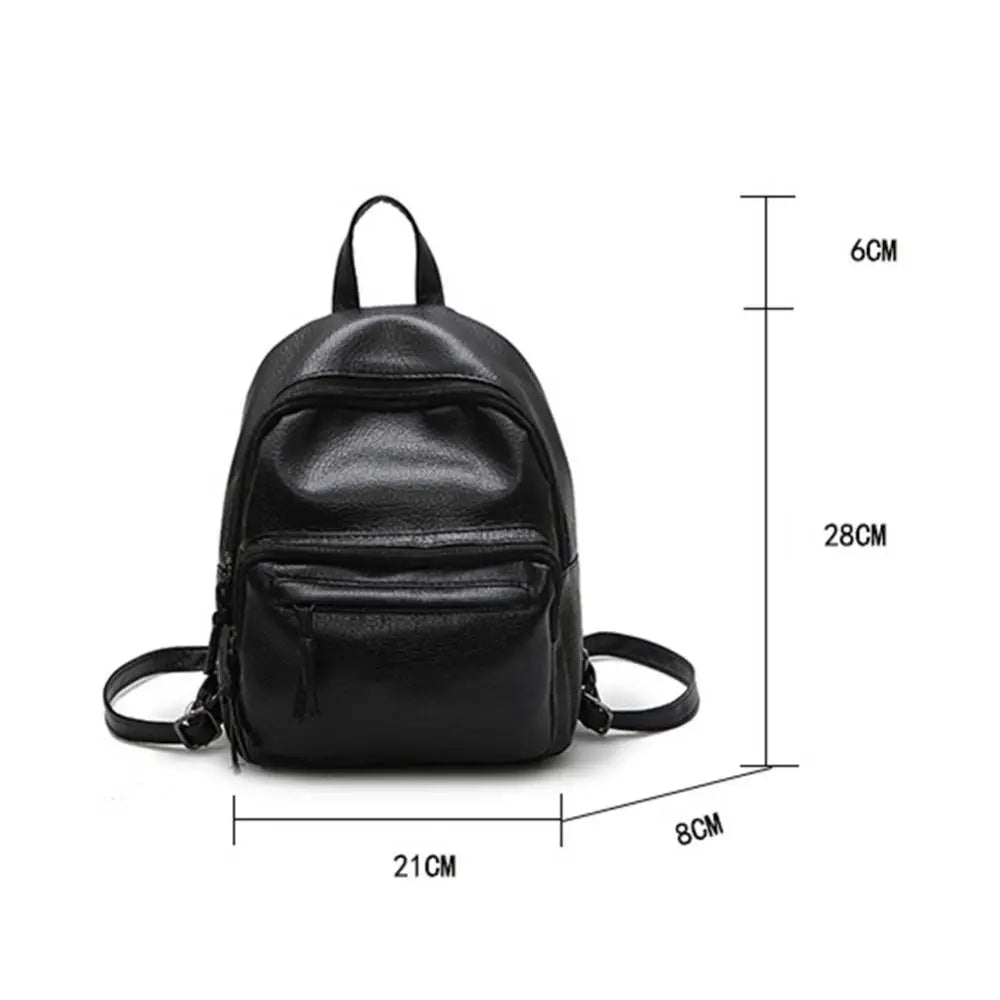 Solid Faux Leather Women Travel Backpack School Shoulders Bag