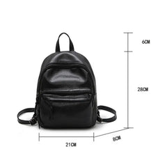 Solid Faux Leather Women Travel Backpack School Shoulders Bag