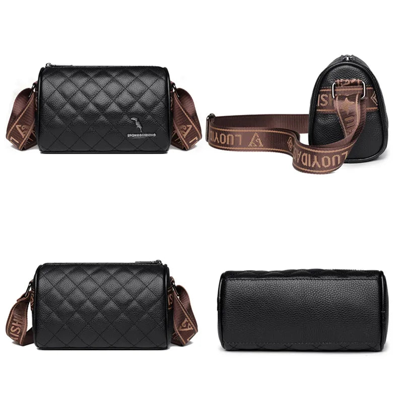 Solid Leather Shoulder Crossbody Bag For Women