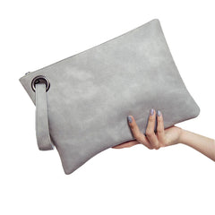 Leather Envelope Clutch Bag for Women Evening Zipper Handbag