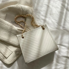 Women's Chain Strap PU Leather Shoulder Bag Square Crossbody Purses