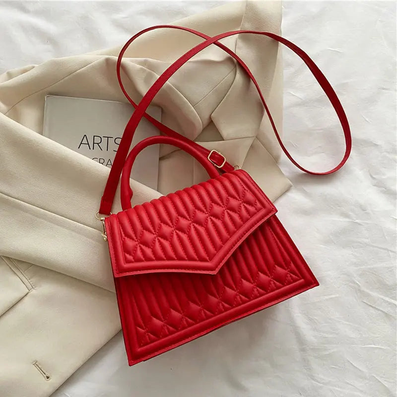High PU Leather Women Shoulder Bag Retro Square Crossbody Bag