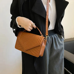 Soft Leather Crossbody Bag Retro Square Purses