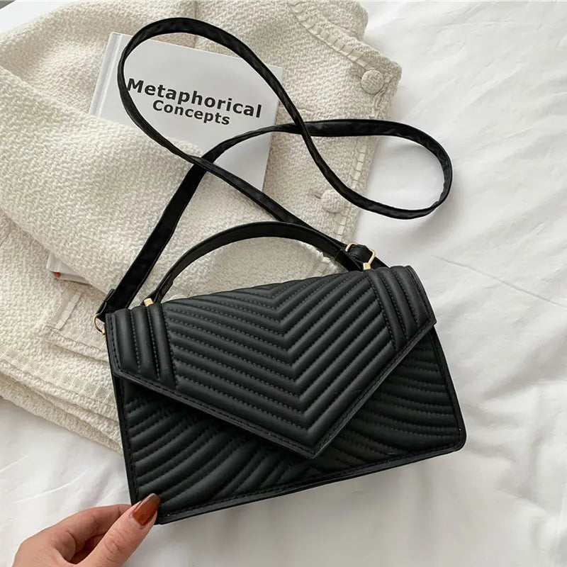Soft Leather Crossbody Bag Retro Square Purses