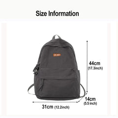 Solid Canvas Backpack for College Students Girls Travel Laptop Bag