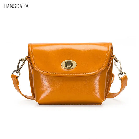 Solid Oil Wax Leather Women Shoulder Crossbody Bag