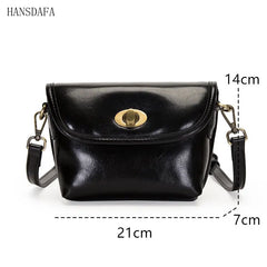 Solid Oil Wax Leather Women Shoulder Crossbody Bag