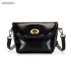 Solid Oil Wax Leather Women Shoulder Crossbody Bag