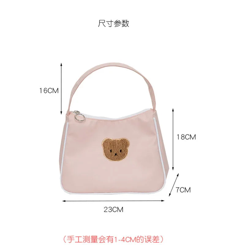 Plush Bear Shoulder Bag Women Casual Handbag Yellow Pink