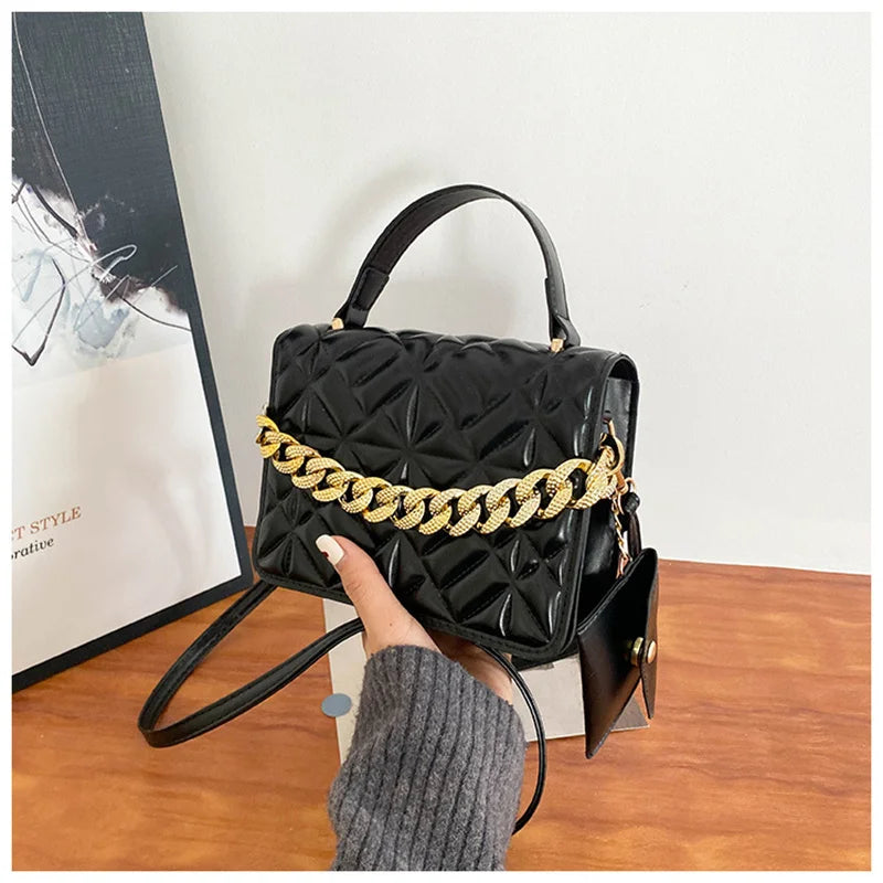 Vintage Chain Crossbody Bag for Women Small Shoulder Handbag