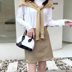 Leather Woven Crossbody Bag for Women