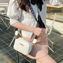 Square Shoulder Crossbody Bag Leather Woven Purse