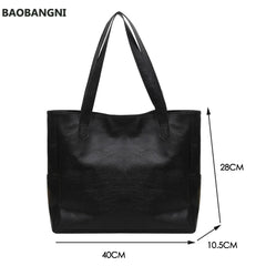 Autumn PU Leather Top-handle Bag Large Capacity Shoulder Tote