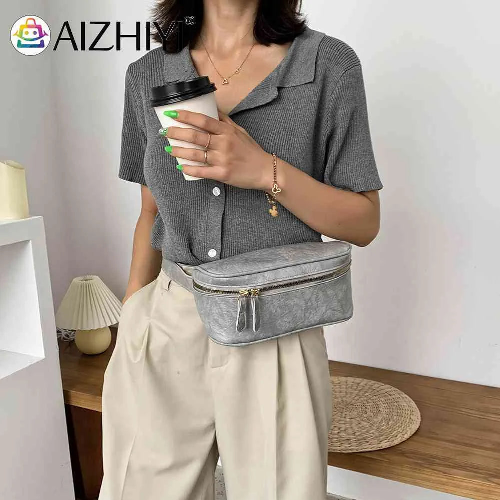 Solid Waist Bag Women PU Leather Zipper Fanny Phone Belt Bum Pouch