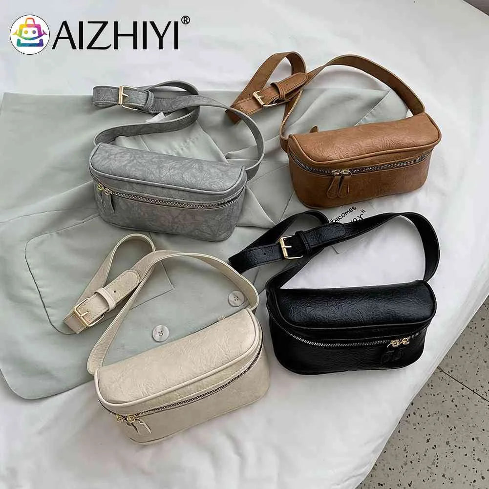 Solid Waist Bag Women PU Leather Zipper Fanny Phone Belt Bum Pouch